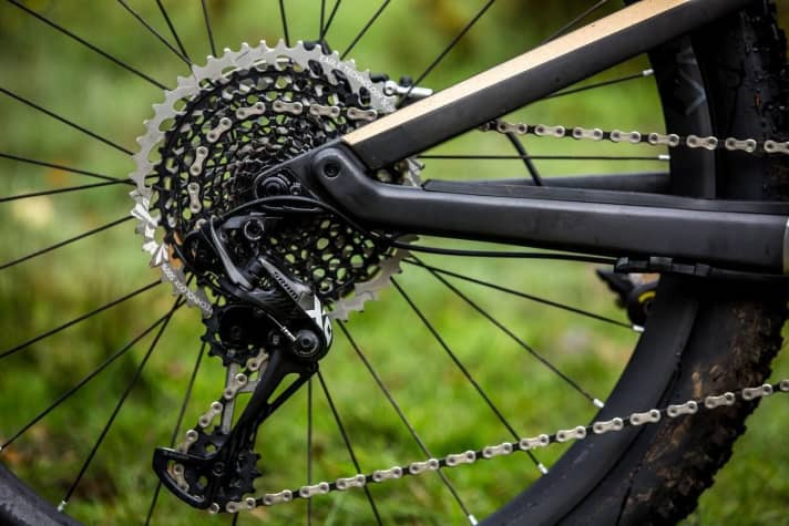   The pivot point in the chainstay has been set extremely high for improved kinematics. Nickname: "High Horst"