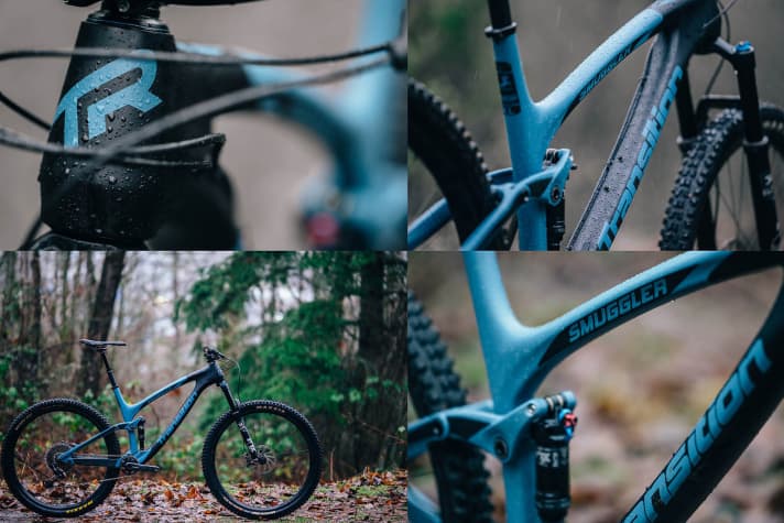   The rocker is also made of carbon. The frame offers space for a large water bottle and, apart from the rear brake hose, all cables run inside the frame.