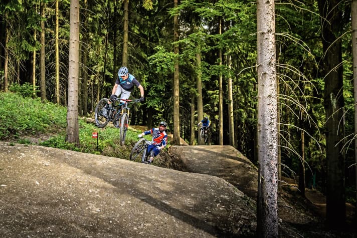   120 Höhenmeter, fünf Strecken: Die Bikewelt-Schöneck begeistert Einsteiger oder Kinder und fortgeschrittene Enduro- oder Downhillfahrer gleichermaßen.