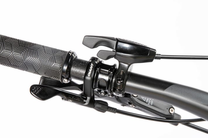   Giant Reign Advanced 0: Full control, but also a lot of cable clutter and rattling potential. The upper remote effectively tightens the coil shock, the lower one operates the dropper post.