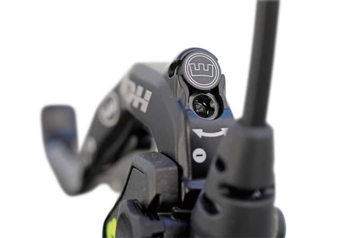   Magura MT7 HC3: Am neuen HC3-Hebel lässt sich das Übersetzungsverhältnis des Hebels und damit die Härte des Druckpunktes separat einstellen.