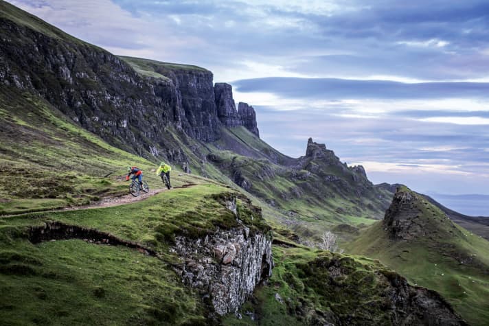   A Highland crossing in Scotland: Under the term "Coast to Coast" there are various MTB routes from the North Sea coast to the Atlantic coast. You can do this in 5-6 days.