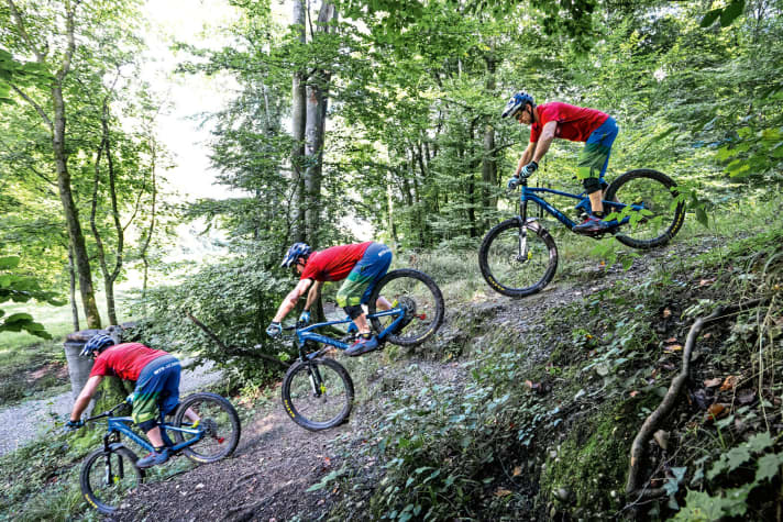   From right to left: Start up (1) - Pull through (2) - Run out (3)