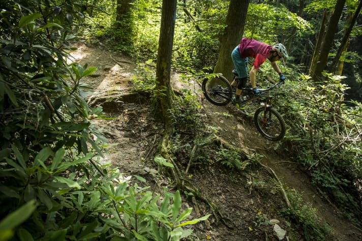   In freefall mode, the system recognises that the bike is in the air and opens the damping for landing.