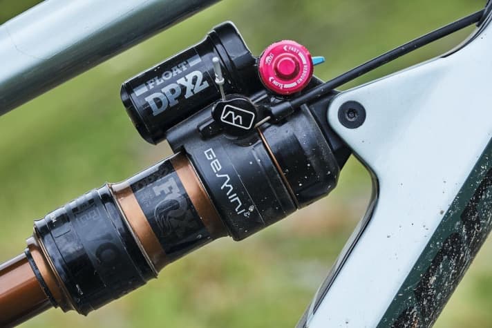   The Gemini system on the shock works by limiting the air spring volume and not by increasing the compression damping. This means that the damper retains its full function even with short spring travel.
