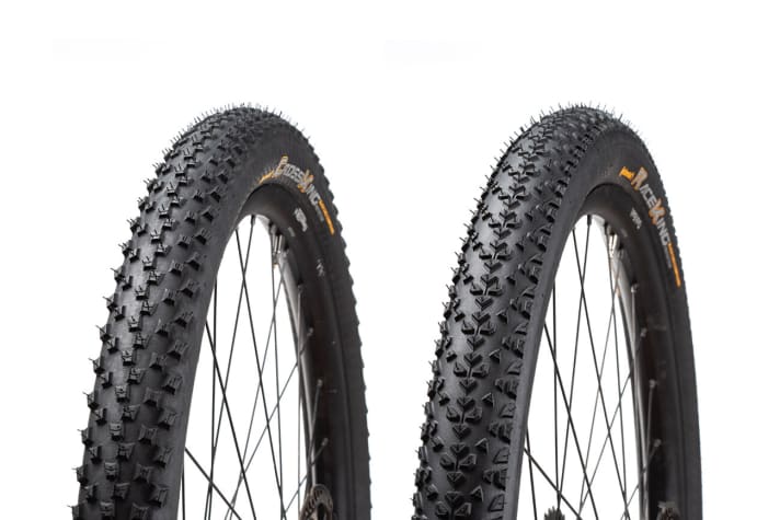 Schneller geht's kaum: der Continental Cross King (links) und der Race King für hinten).