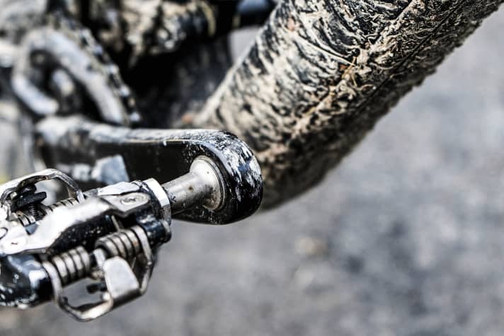   Trek Fuel EX 9.8 Plus: Too low - The cranks can't deny the frequent bumps. The bottom bracket is very low. The high position of the geometry adjustment and a shorter crank helped.