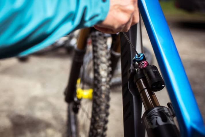   Das 4999 Euro teure Canyon Torque CF kommt mit Fox Factory-Fahrwerk und satten 177 mm Hub am Hinterbau.