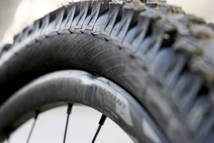   Beulenpest: Die Alu-Felge von Giant erwies sich als relativ weich und beulte an mehreren Stellen ein. Dafür hielt der Tubeless-Reifen einwandfrei ohne einen Platten.