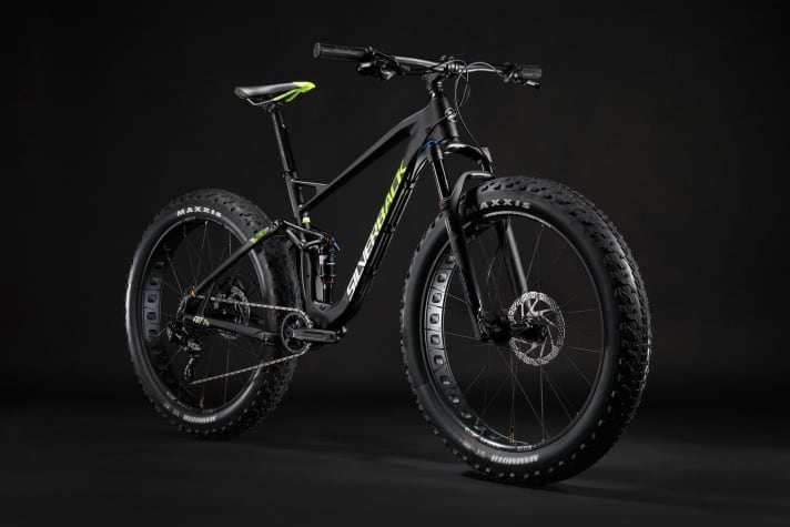 Das <a href="https://silverbacklab.com/de/bike-model/mountainbikes/synergy-fat/" target="_blank" rel="noopener noreferrer nofollow">Silverback Synergy Fat</a>  für 3099 Euro ist ebenfalls ein Fatbike-Fully. Vorne werkelt die 120er-Gabel Rockshox Bluto, hinten liefert das Fahrwerk 110 Millimeter Federweg. Dank Carbon-Hauptrahmen soll das Synergy 15,57 Kilo „leicht“ sein.