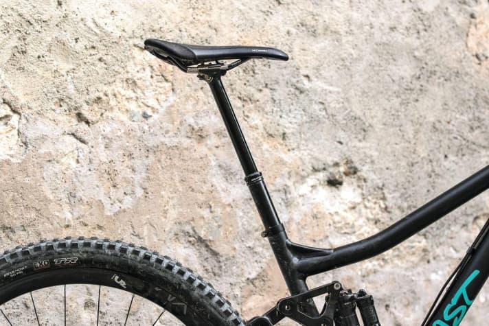   Last Glen SL: An extremely short seat tube creates space for the telescopic seatpost with 185 millimetres of travel.