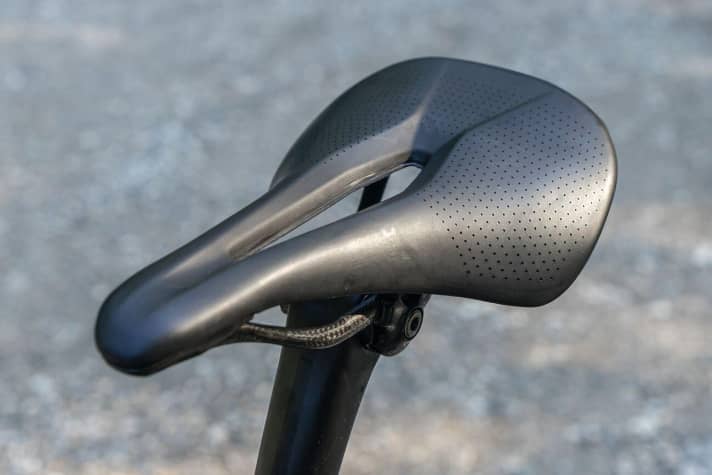   Specialised S-Works Epic Hardtail Ultralight: The stubby saddle is very comfortable. However, the short nose restricts you on steep climbs.