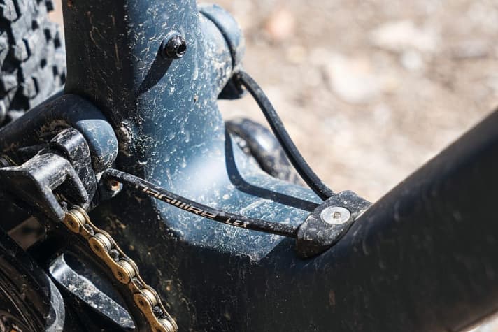   Orbea Oiz M-LTD: The cables run under the bearing to prevent chafing during compression.