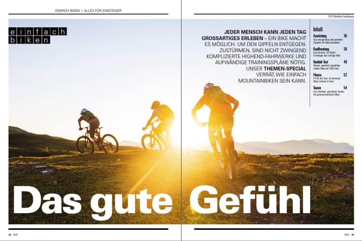 You can find out everything you need to know about getting started with mountain biking in the main focus section "Simply biking" in <a href="magazin/heft_info.html" rel="noopener noreferrer">BIKE 4/20</a>.