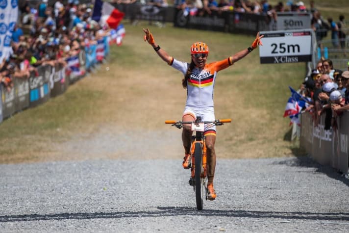   Jüngstes Highlight in Brandaus Karriere: der dritte Platz beim MTB-Worldcup in Les Gets 2019.