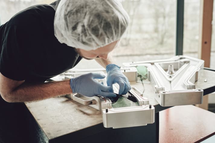   The main frame and rear triangle are each produced in a mould.