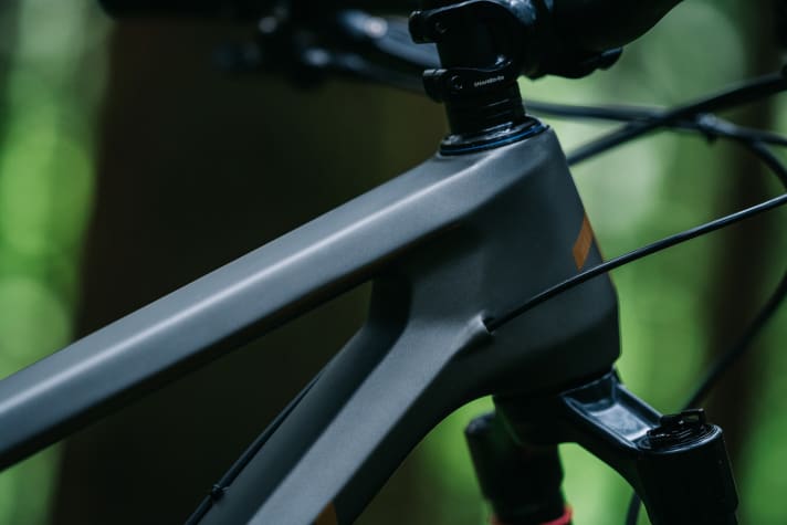   Angular design and weighing 2450 grams including shock absorber: the frame of the Spur.