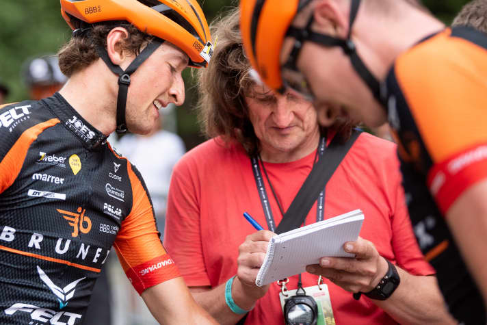   Always in the thick of it, here at the finish line of the 2019 Lenzerheide World Cup.
