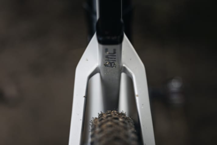   Reifen bis 58 Millimeter Breite passen in den Twostroke-Hinterbau. Hier sind 2,25 Vittoria Barzo montiert.