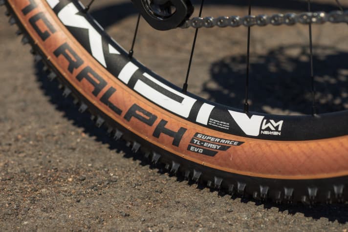   The Racing Ralph in 2.25 inch with the new Super Race casing as the rear tyre.