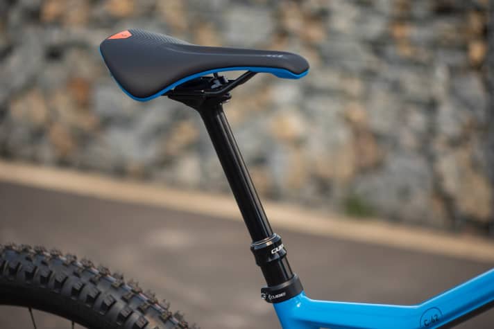   The Cube dropper post can be lowered by 150 millimetres.