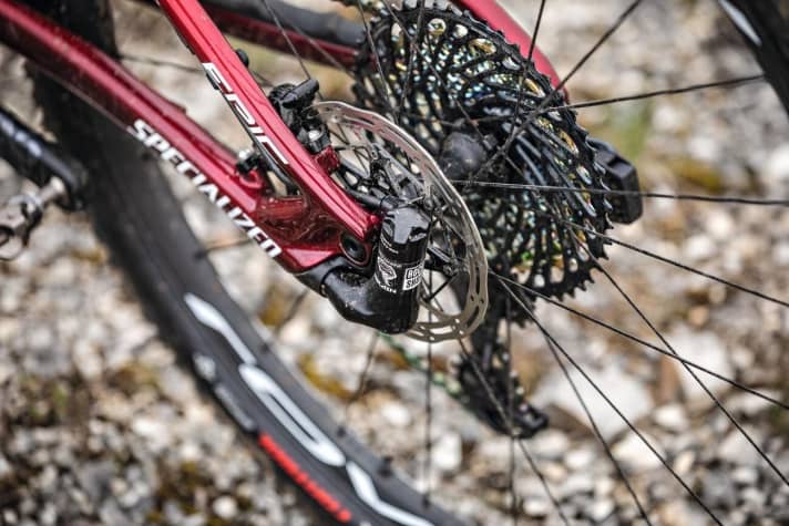 The clacking when the shock rebounds is due to Specialized's Brain system. Annoying on a bike in this price range.