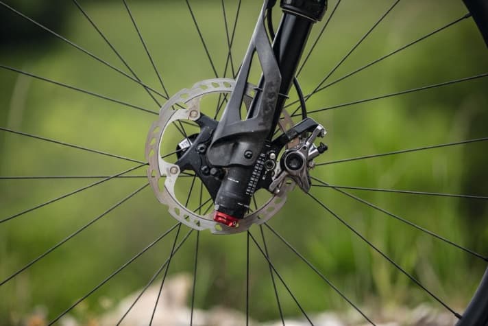 Cannondale: Bei harten Bremsmanövern kommt die kleine 160er-Bremsscheibe schnell an ihre Grenzen.