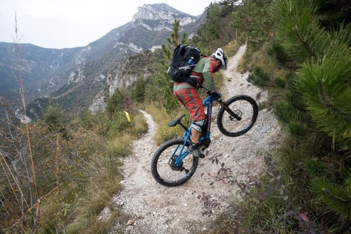   Excellent E-MTB riding technique is required to get up here.