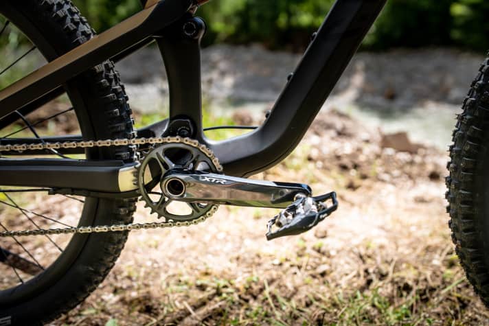   Das neue Kettenblatt zeigt sich selbst von fiesen Bikepark-Abfahrten unbeeindruckt und hält die Kette sicher an Ort und Stelle.