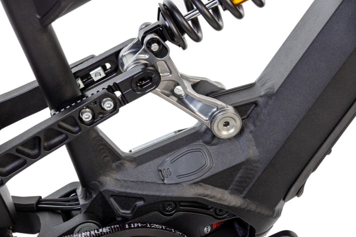   Tasty tech menu with multi-adjustable rocker arm in a raw CNC-milled finish on a length-adjustable seat stay.