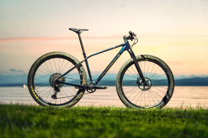 Behind the well-known name Alma lies a completely newly developed race hardtail with a 974 gram frame. Orbea also offers its elegantly painted carbon frame with an in-house carbon rigid fork (Spirit Fork) as an option.