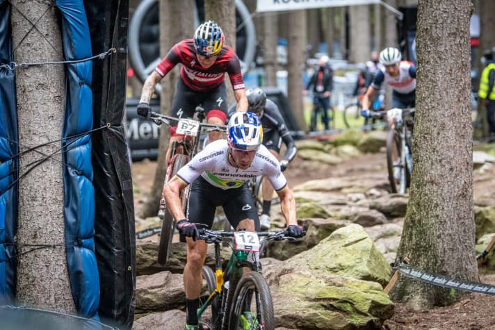   Simon Andreassen had to work his way to the front due to his rear starting position.