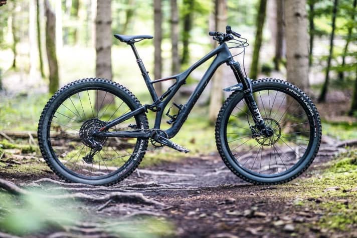 Im Dauertest: Das <a href="https://luna.r.lafamo.com/ts/i5533923/tsc?amc=con.blbn.497955.507800.14129791&smc=BIKE&rmd=3&trg=https%3A%2F%2Fwww.fahrrad-xxl.de%2Fsuche%2F%3Fq%3DSpecialized%2BStumpjumper%2BComp%2BCarbon" target="_blank" rel="noopener noreferrer nofollow">Specialized Stumpjumper Comp Carbon</a> * mit leichtem Rahmen, 29 Zoll Laufrädern und 150 Millimeter Federweg.