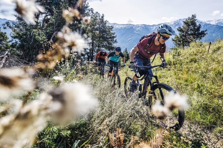   Not all all-mountain bikes in this test group are easy to ride uphill.