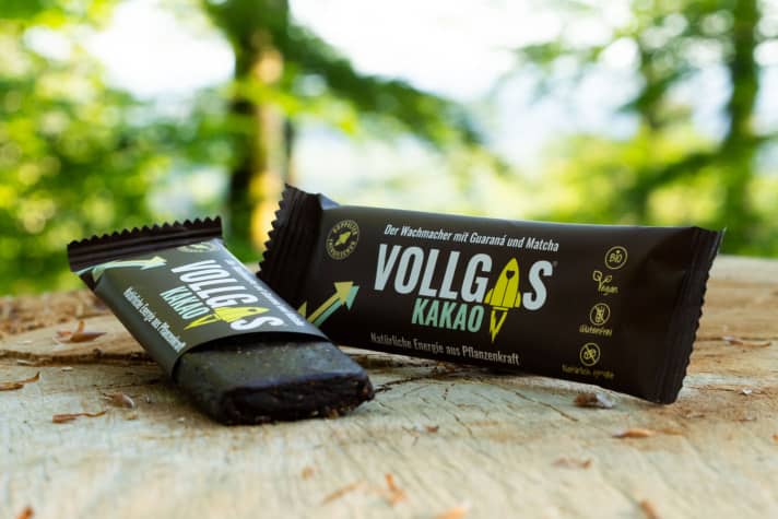   Der erste Vollgas-Riegel war die Geschmacksrichtung Kakao.