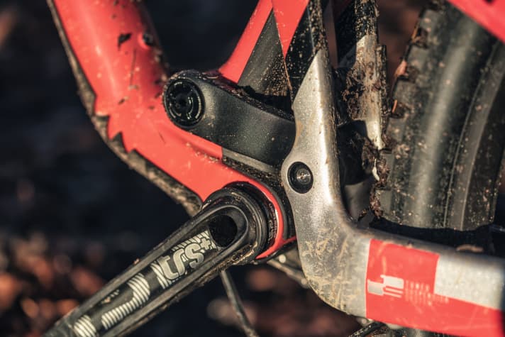   Über dicke Schutzaufkleber sind Unter- und Sitzrohr sehr gut gegen Steinschlag geschützt.