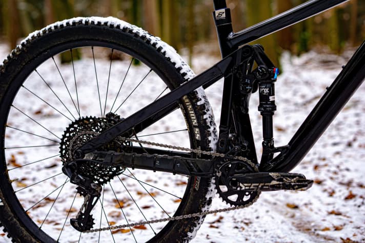   The centrepiece of the new Riot series from Ghost. The VPP rear triangle with closed rear frame triangle. All model variants have the same rear triangle design.