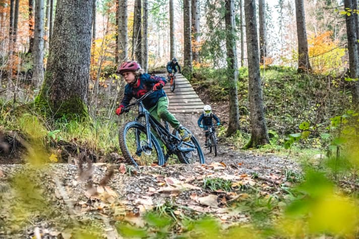 Nest fugitives: With the support of a bunch of bike-loving kids, we tested six junior fullys in the Oberammergau bike park.
