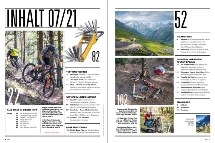 Inhalt: Themenschwerpunkt "Touren", Sport-Fullys im Test, All Mountains im Duell plus das Neueste unserer Kampagnen RIDE GREEN und LOVE TRAILS – RESPECT RULES plus  sowie vieles mehr. Jetzt in BIKE 7/2021.