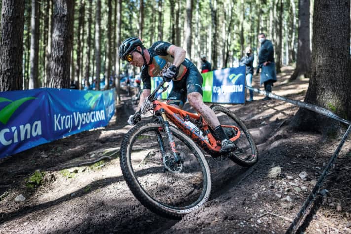   Maxime Marrotte contests the second World Cup in Nové Mesto on the new Santa Cruz Blur.