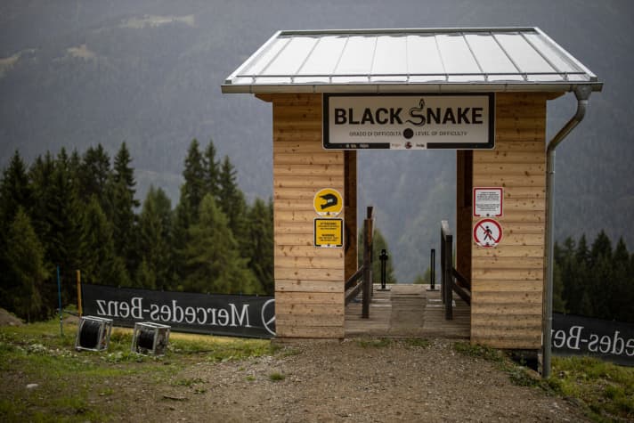   One of the toughest downhill courses in the World Cup for years: the Black Snake in Val di Sole. In 2008, Gee and Rachel Atherton won World Cup gold here, <a href="https://www.bike-magazin.de/mtb_news/events_rennen/weltmeisterschaft-downhill-2016-in-val-di-sole-rennbericht" target="_blank" rel="noopener noreferrer nofollow">in 2016, Danny Hart and Rachel Atherton won</a>.