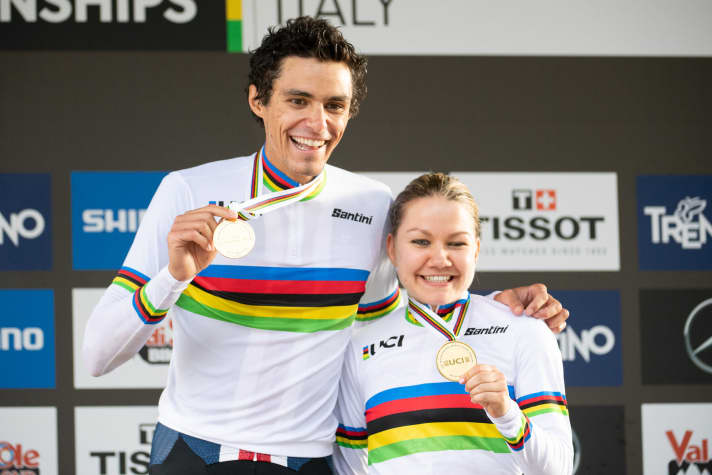  Sina Frei and Christopher Blevins are the first UCI World Champions in the short track discipline.