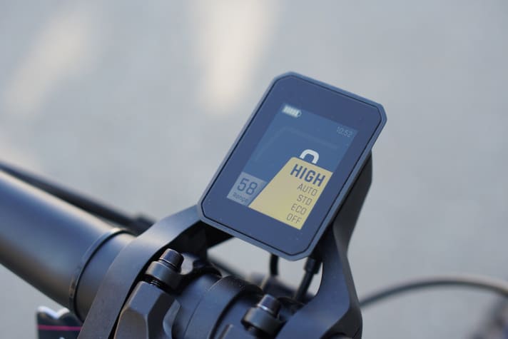   The large FIT display is easy to read, but somewhat exposed in front of the stem.