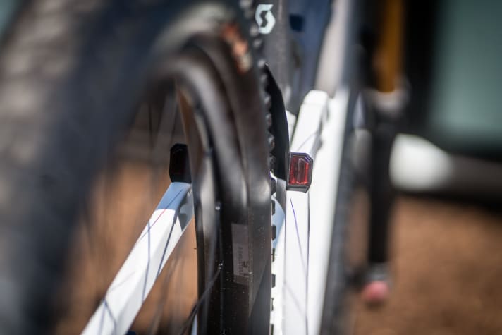   Safety first! If the ride ends in the dark, there are discreet rear lights on the seat stays.
