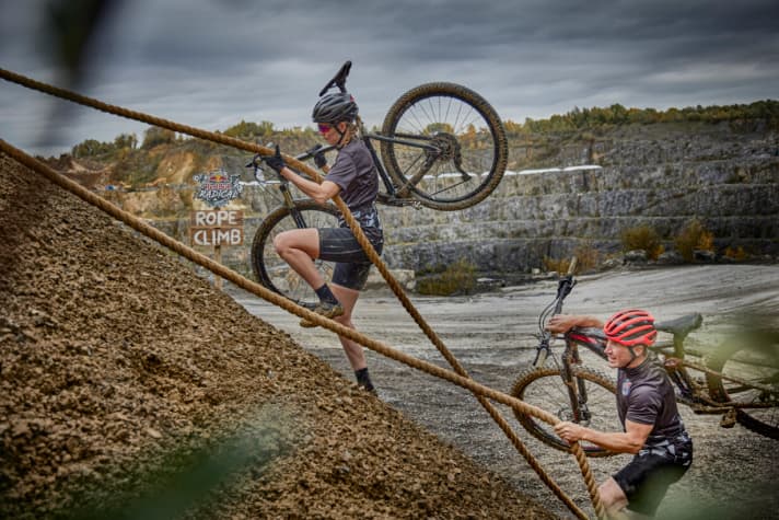   In the Strong Man Runs, you have to crawl through mud holes, while in the Red Bull Radical, bikers ride over obstacles or have to negotiate carrying and climbing sections.