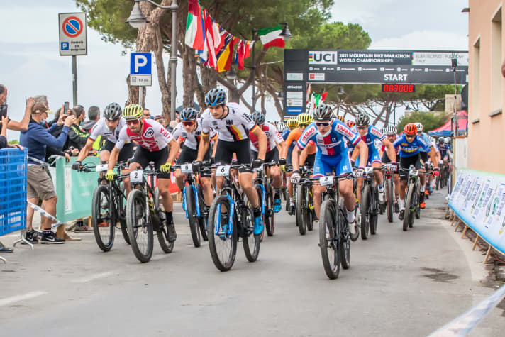   The starting signal for six long, hard hours (and more) in the saddle.