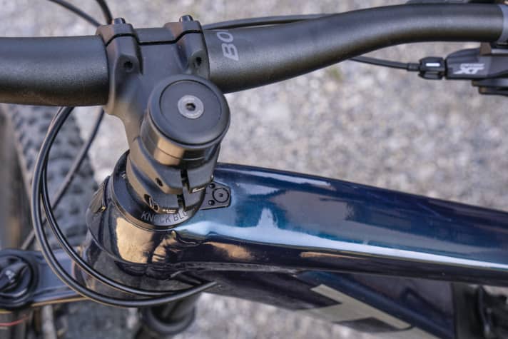   The Knockblock headset now offers a greater steering angle and protects the top tube.