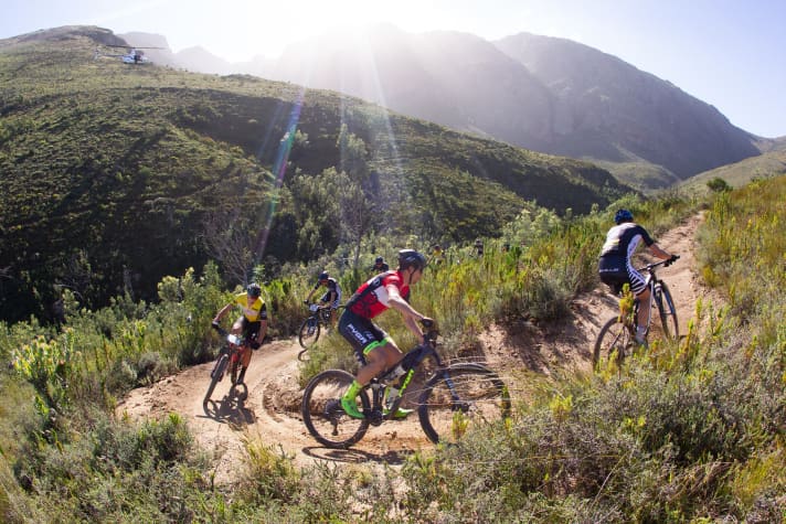   Always at the front: Jordan Sarrou (in third position) and Matt Beers also let others set the pace on the last stage, but they usually went along with the attacks.