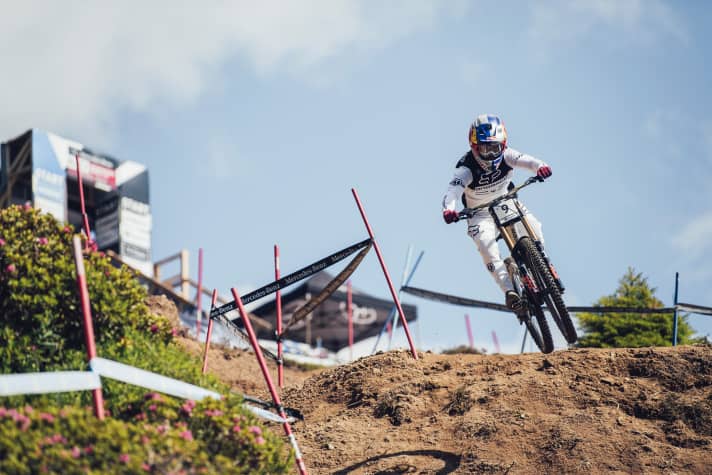   Laurie Greenland from Great Britain at the World Cup race in Les Gets.