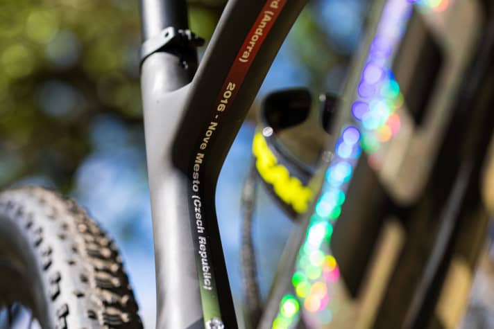   In the frame, all nine world championship titles of the Swiss are listed in a rainbow ribbon.